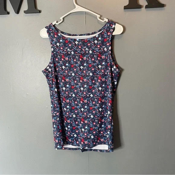 Columbia keyhole back Floral Sleeveless Tank Top - Blue and Red size small - Picture 1 of 12